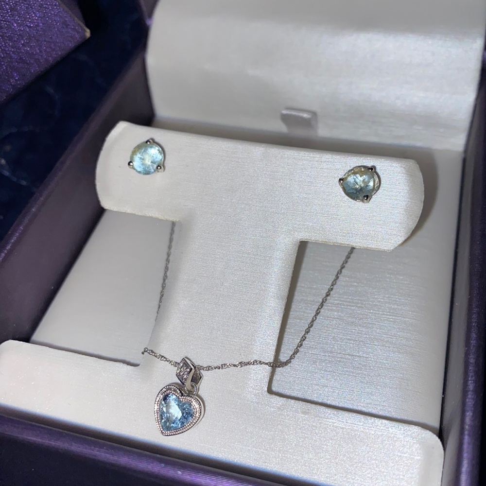 aquamarine earrings and necklace set